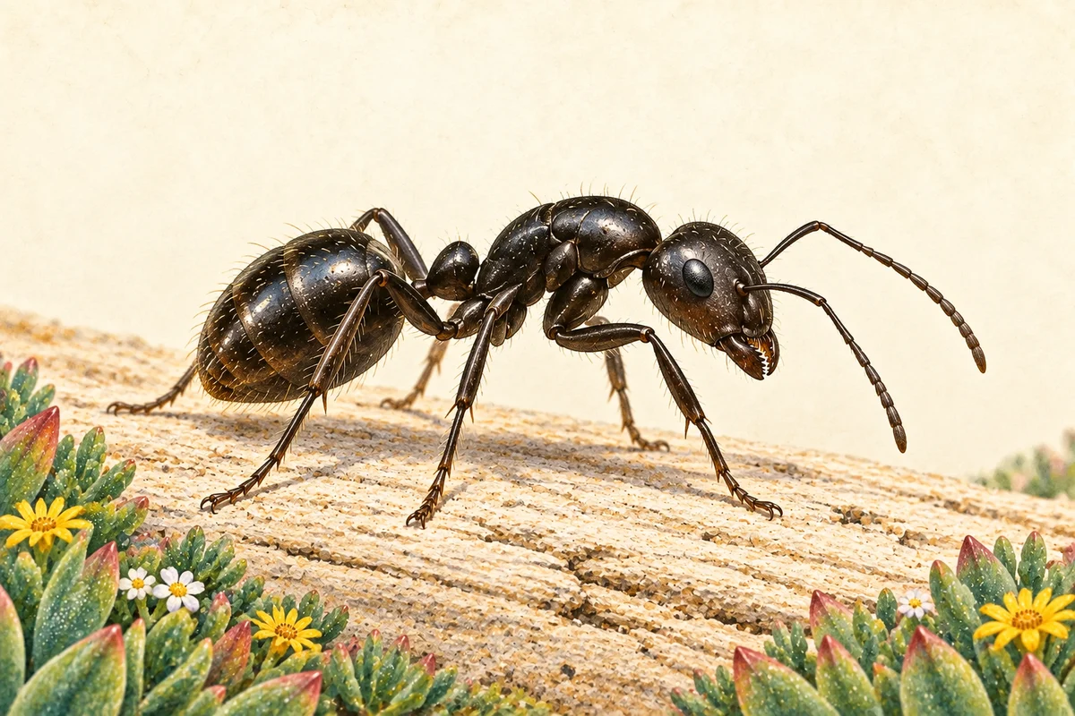 Field-guide illustration of a carpenter ant