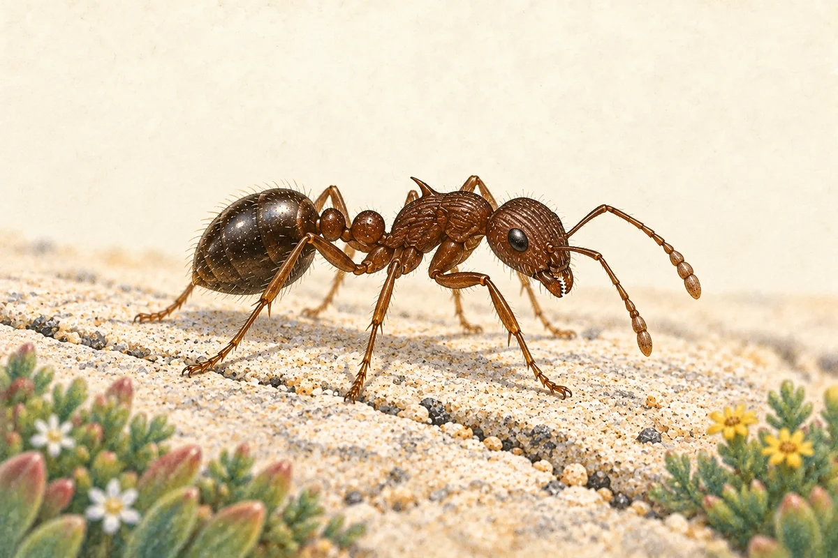Field-guide illustration of a pavement ant